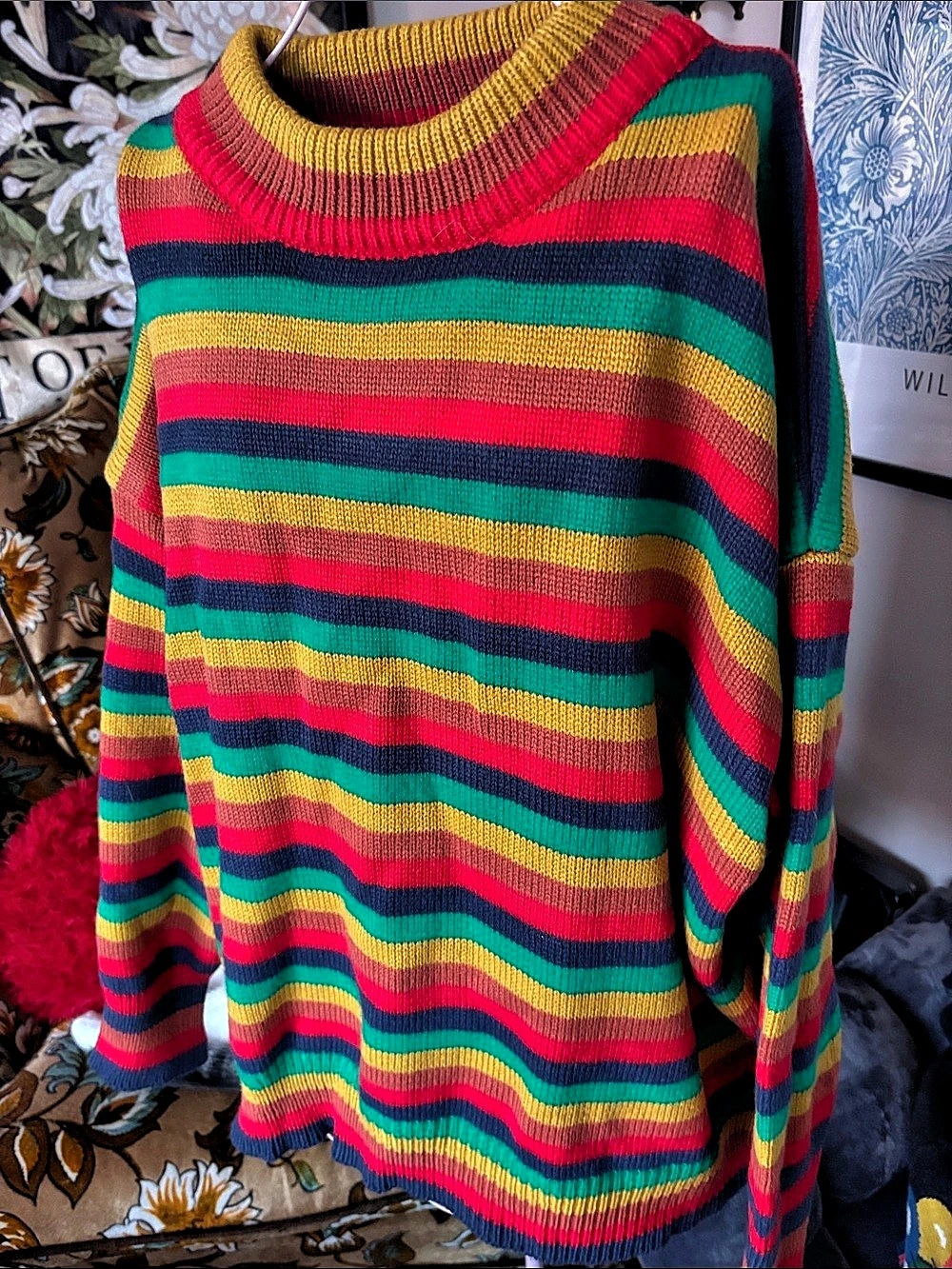 Mockneck Sweater Red & Green